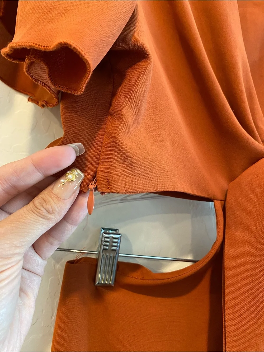 SHEIN Tie-Front Rust Midi Dress - Picture 7 of 10